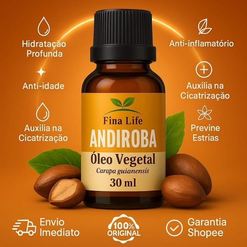 Óleo Vegetal de Andiroba 30ml Finalife 100% Natural | Hidratação - CABELO & PELE