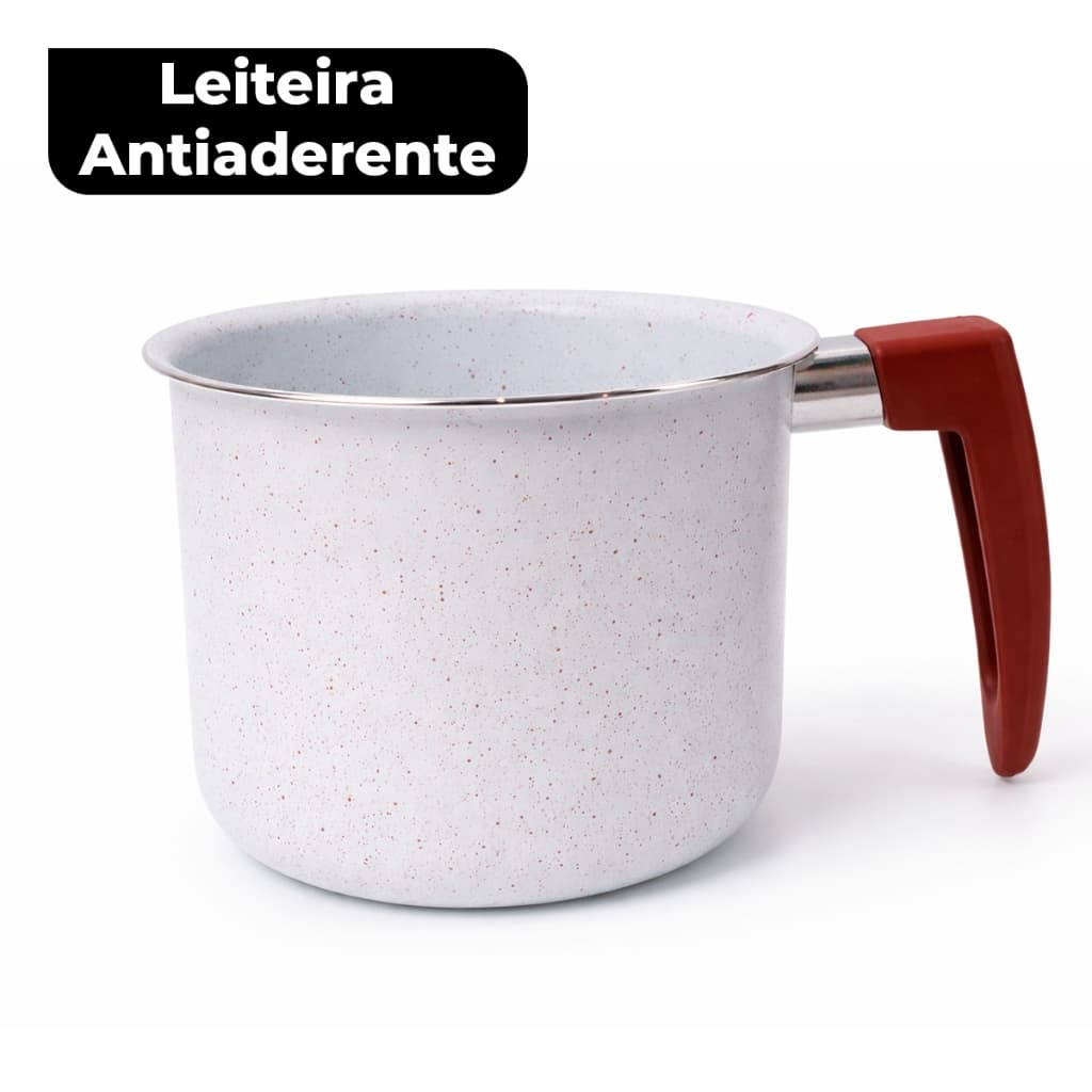 Leiteira Antiaderente Indução Branco Granito Alumínio Fundido Cerâmico Fervedor Canecão 1,7L