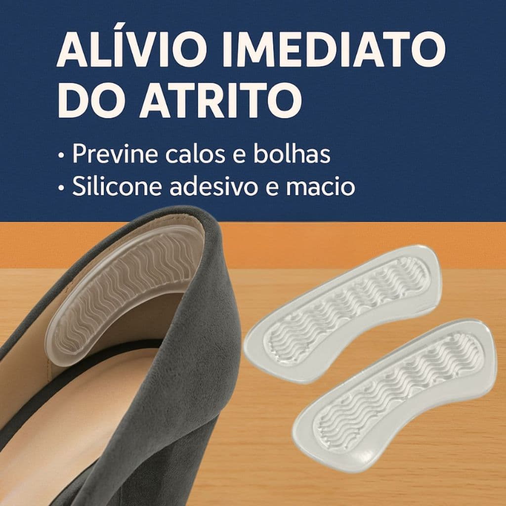 Kit Pares Protetor Calcanhar Gel Silicone Adesivo Anti Bolha Calo Ergonômico Conforto Dos Pés