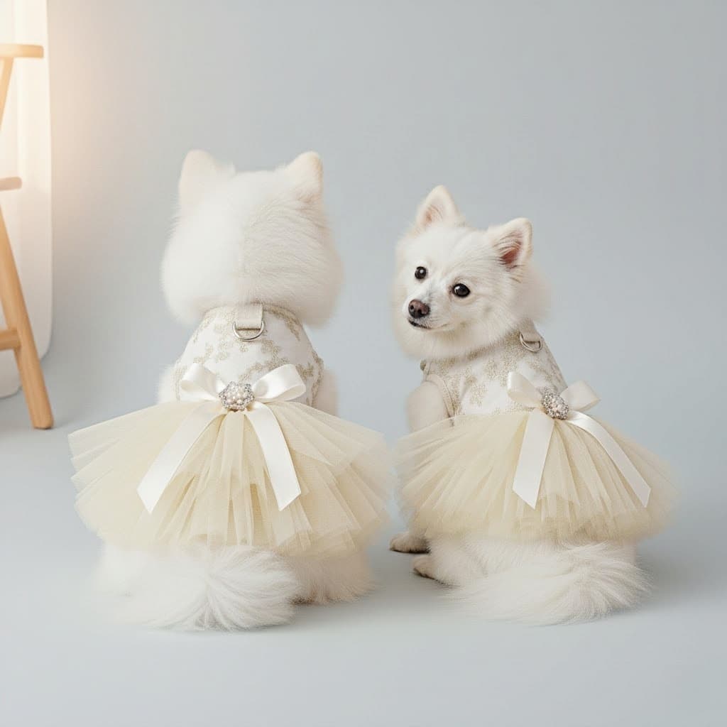 Vestido Princesa Pet Luxo Tule e Brilho - Roupa Cães Fêmea Festa (Shih Tzu/Yorkie)