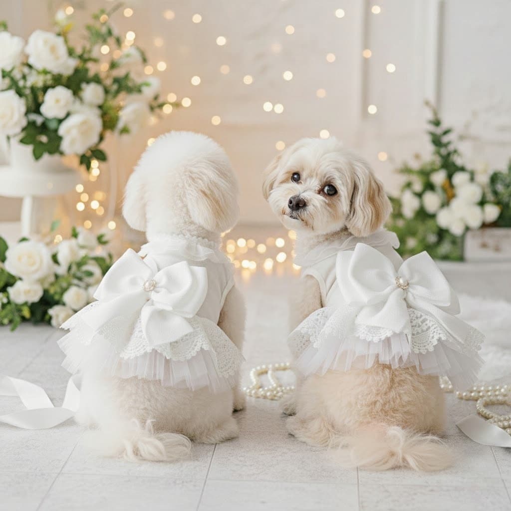 Vestido Pet Princesa Laço Gigante - Roupa Cães Fêmea Casamento (Shih Tzu/Yorkie)