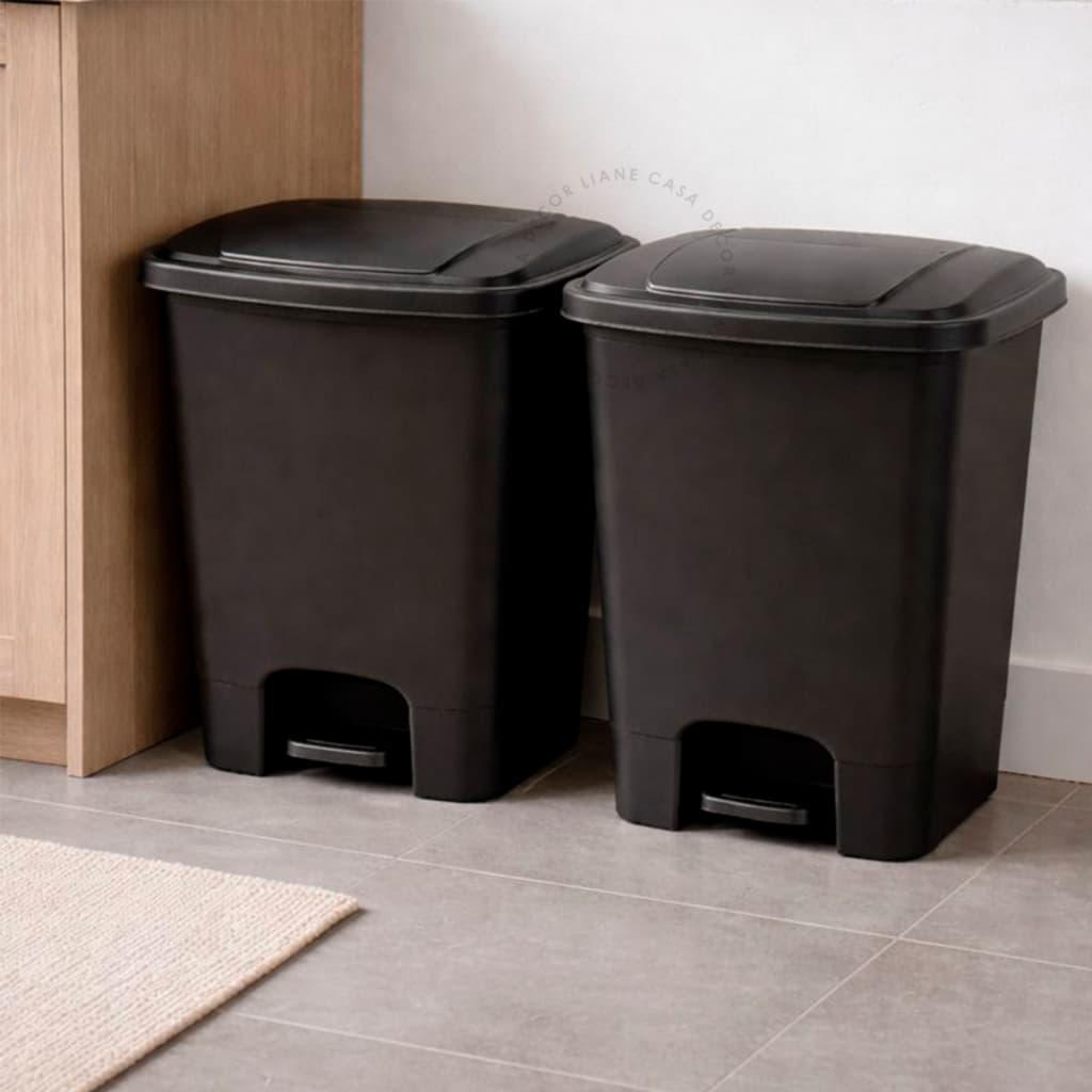 Kit 2 Lixeira Multiuso Preta 13 Litros com Tampa Pedal Ideal Higiênica