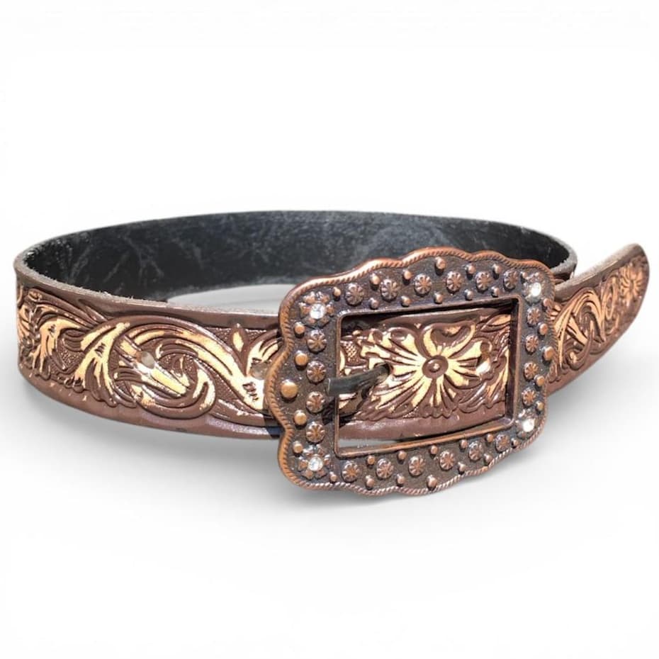 Cinto Infantil Para Menina Country Em Couro 100% Legítimo