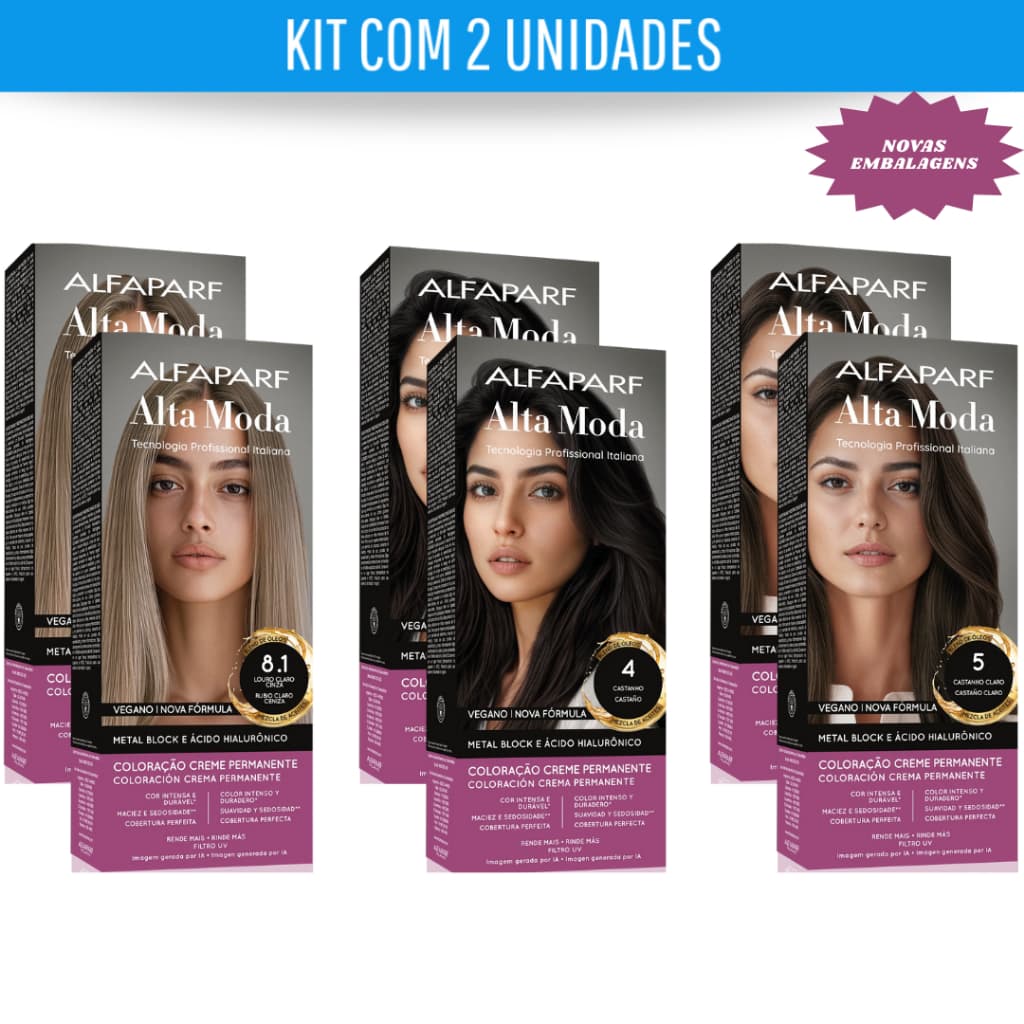 Kit Com 2 Unidades Tinta De Cabelo Alta Moda 150g - Escolha sua Preferida!