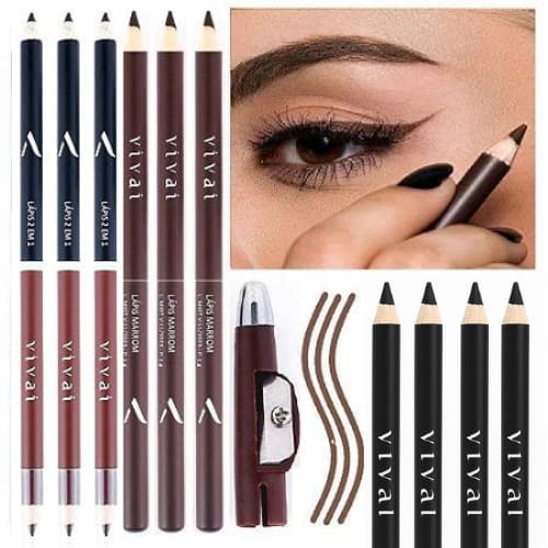 Lápis de Olho Duração 24 hrs/Sobrancelhas Marrom Preto e Misto Maquiagem Vivai