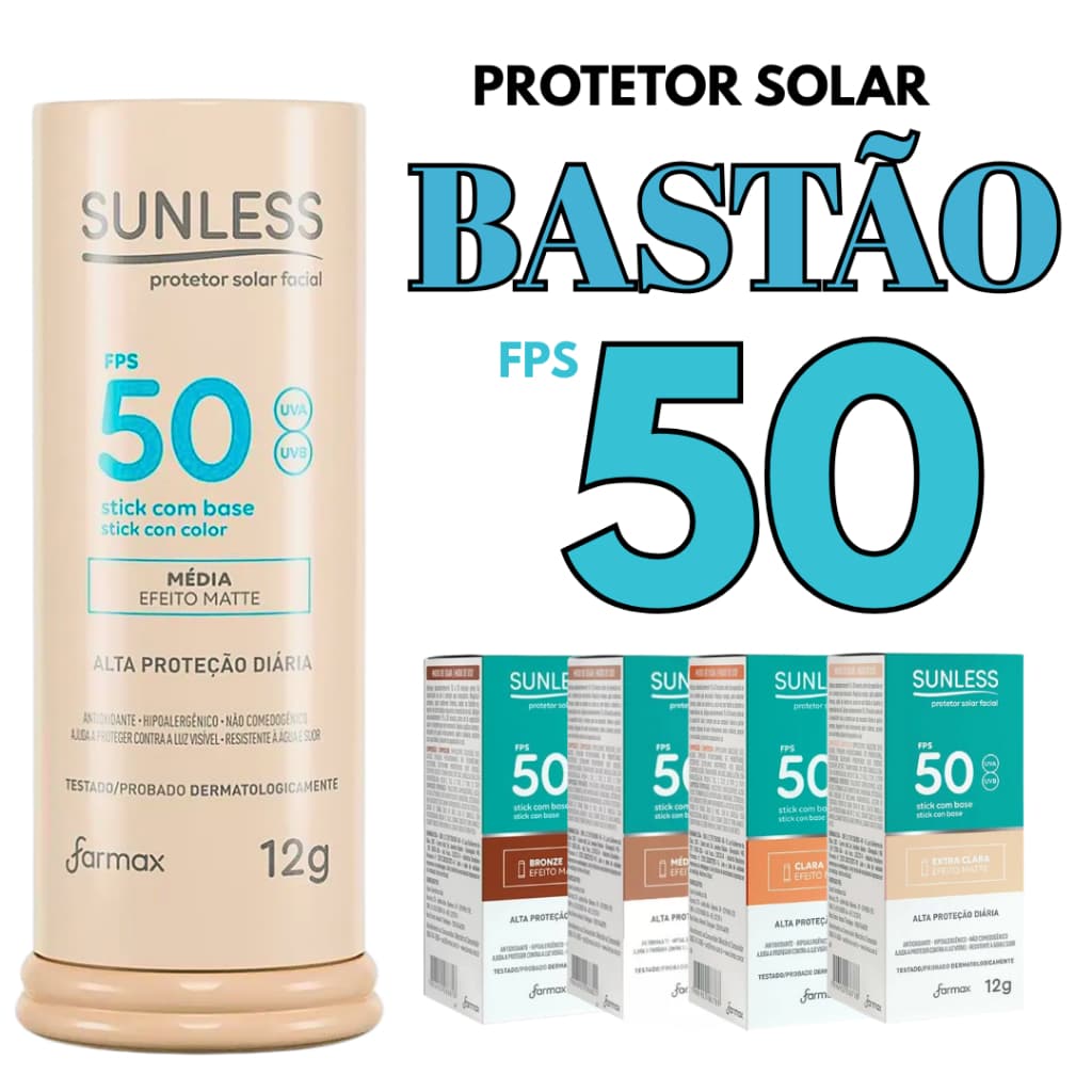 Protetor Solar Bastão Com Cor Base Efeito Matte Alta Cobertura Stick com Cor Sunless