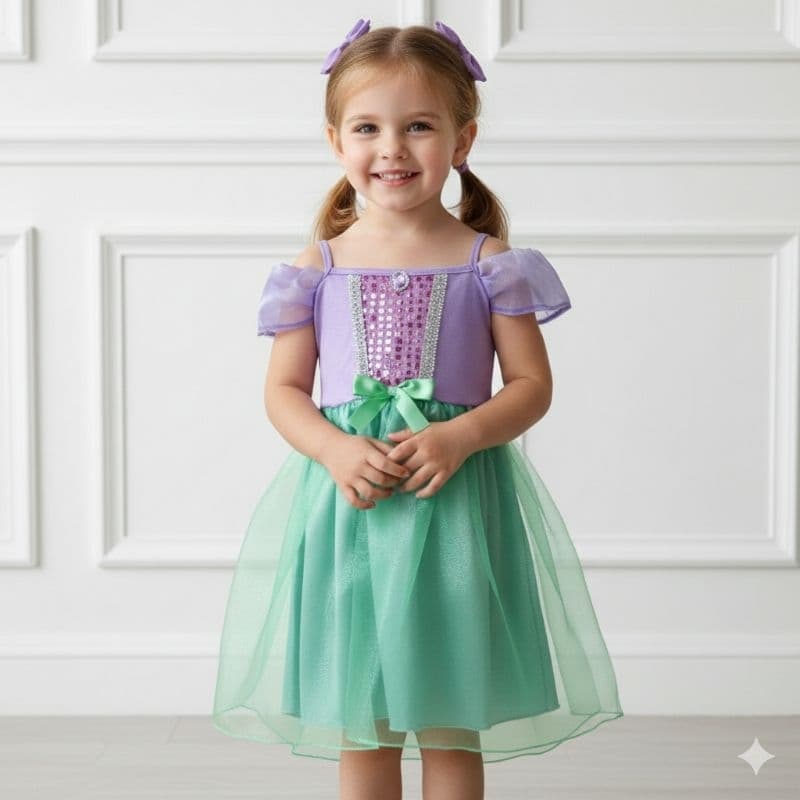 Fantasia Escolar Menina Princesas Disney Pequena Sereia Ariel Dia das Criança Carnaval Aniversário