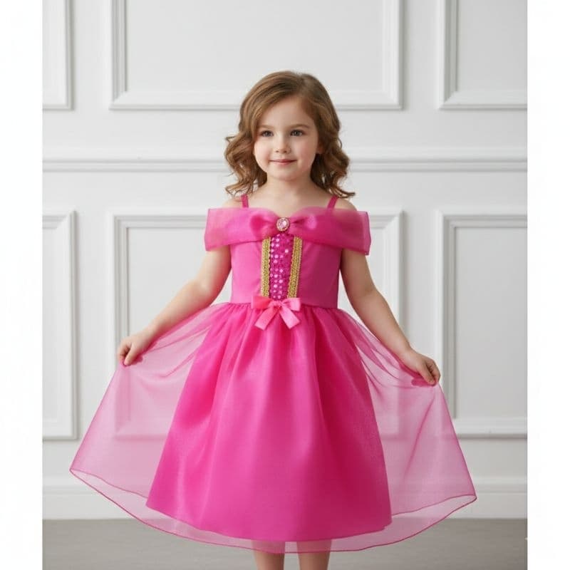 Fantasia Escolar Menina  Aurora Bela Adormecida Princesa Rosa Pink Dia das Crianças Carnaval Aniversário