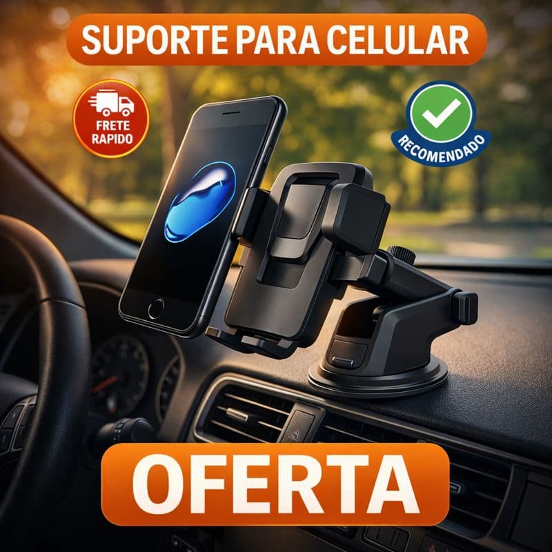 Suporte Veicular para Celular Universal • Painel e Para-brisa • Rotação 360° • Antiderrapante