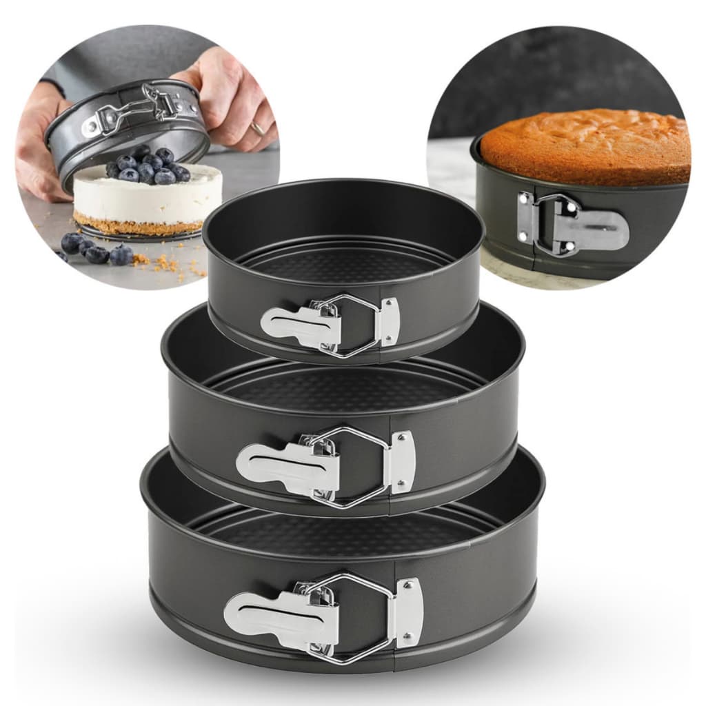 Kit 3 formas de bolo com fundo removivel Antiaderente Assadeira para Bolos e Tortas Não Gruda