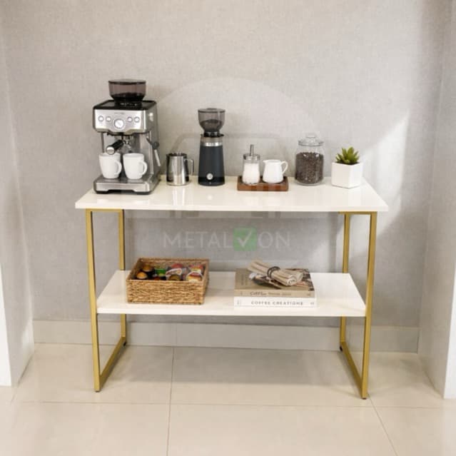 Aparador Estilo Industrial Decoração Natal Sala | Off White / Pé Dourado