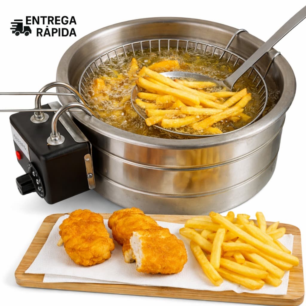 Fritadeira Elétrica em inox tacho 5 litros profissional em inox souzza shop pastel batata frita profissional lanchonete