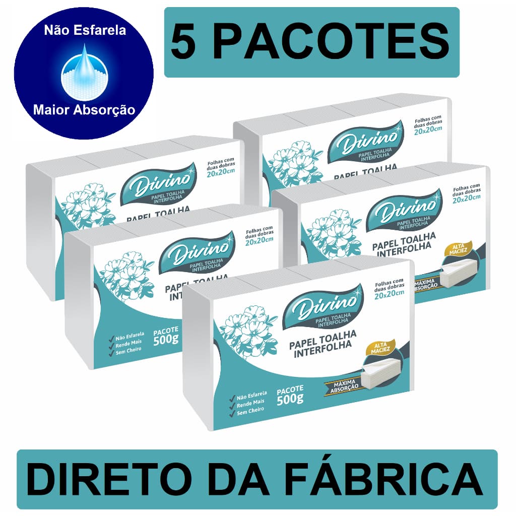 Papel Toalha Branco Interfolha De Secar As Mãos Banheiro 5.000 Folhas Interfolhado Dobras