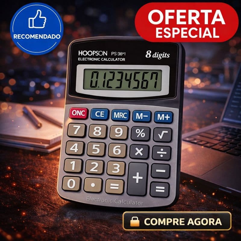 Calculadora Grande 8 Dígitos Visor Inclinado Cálculos Financeiros Escritório Escolar