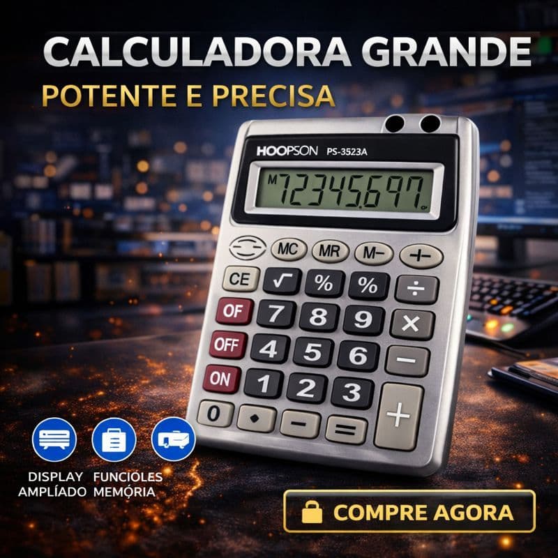 Calculadora de Mesa 8 Dígitos Visor Grande Portátil Escolar Escritório com Raiz Quadrada