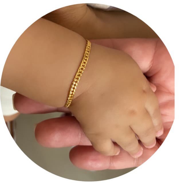 Pulseira Infantil Juvenil Bebê Menino Banhada a Ouro 18k com Embalagem para Presente e Certificado de Garantia