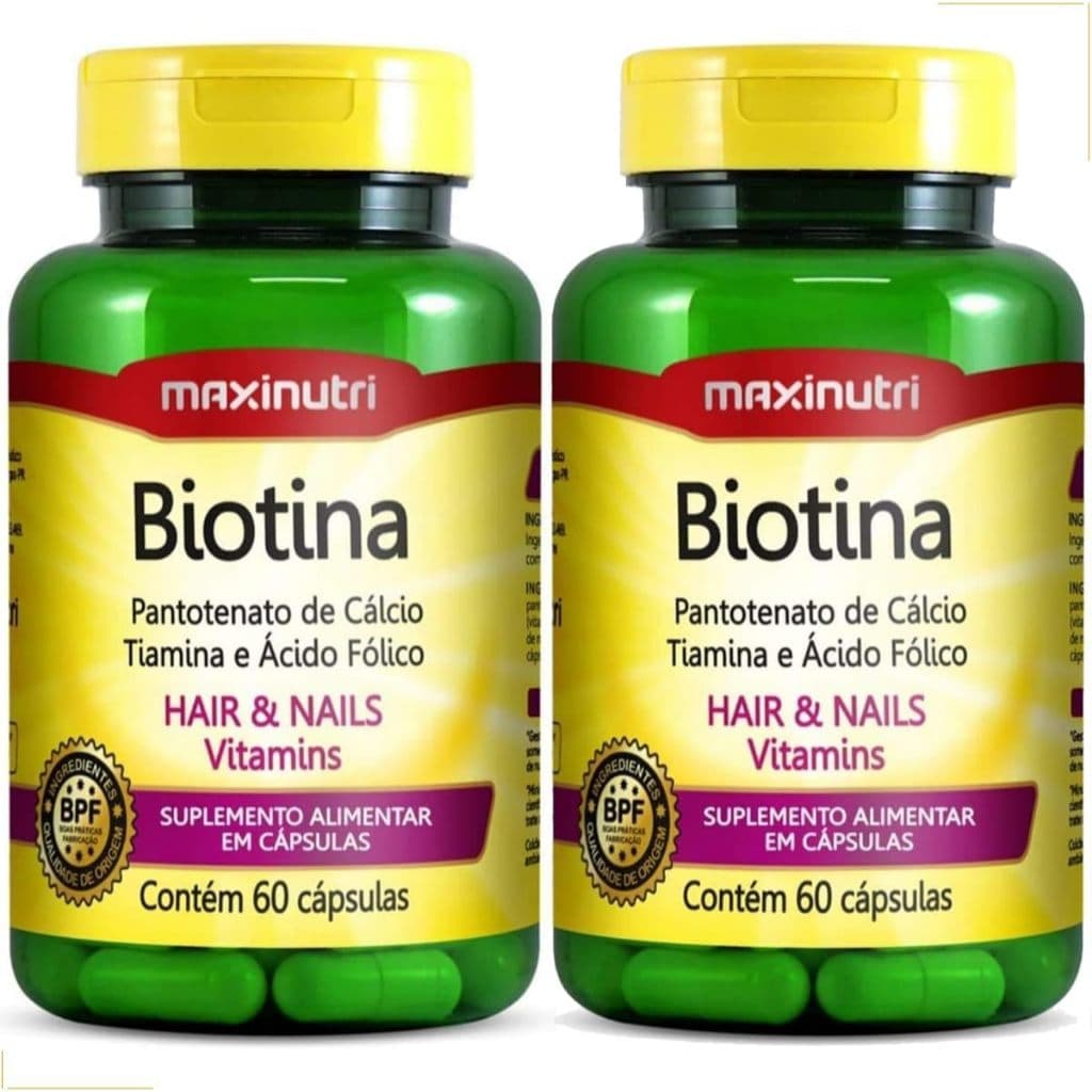 Kit 02 Biotina Saúde da Pele Unhas Cabelos 60 Caps Maxinutri