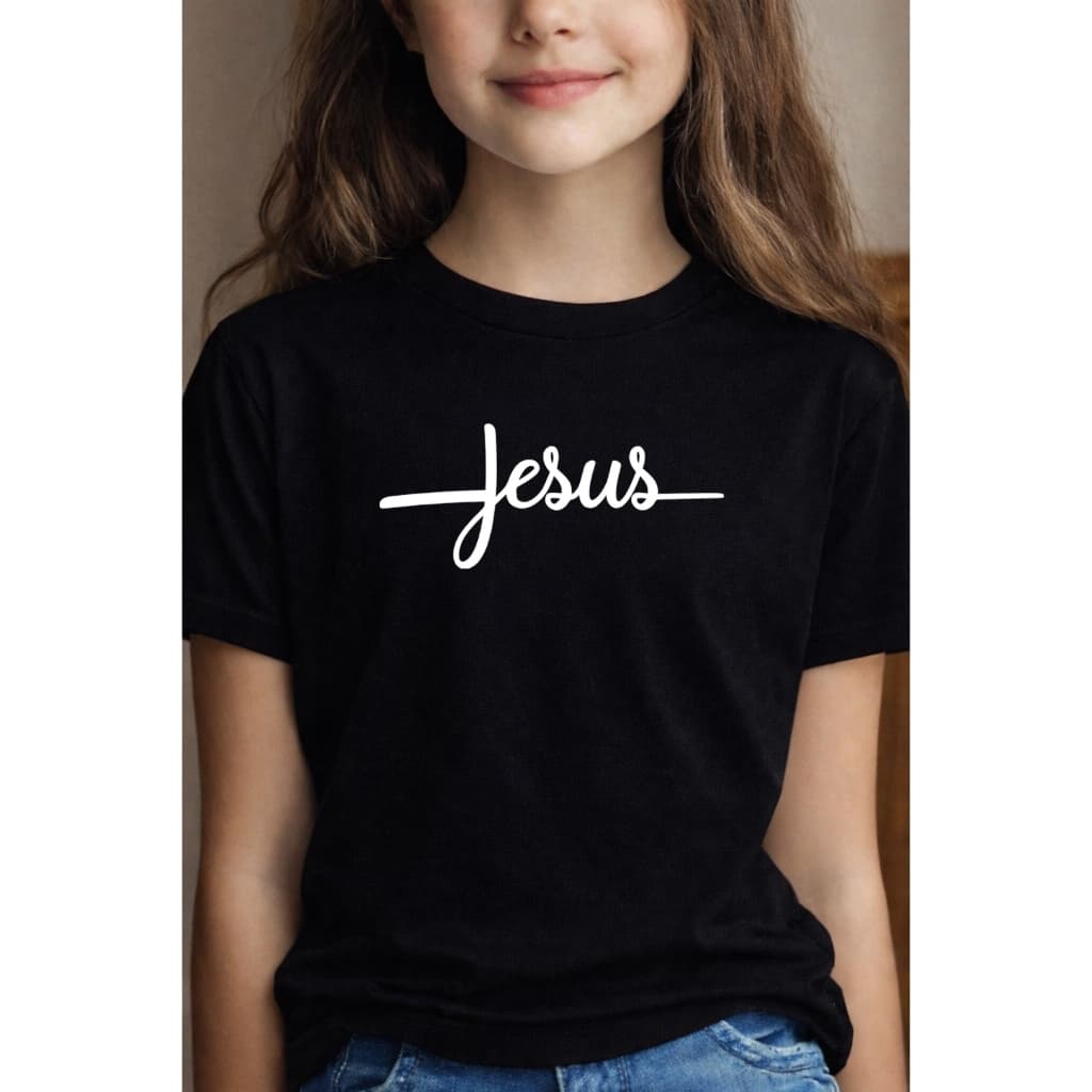 Camiseta 100% Algodão Moda Infantil Feminina Jesus Minimalista Cristã Kids Tamanhos 04 ao 16 + ENVIO IMEDIATO
