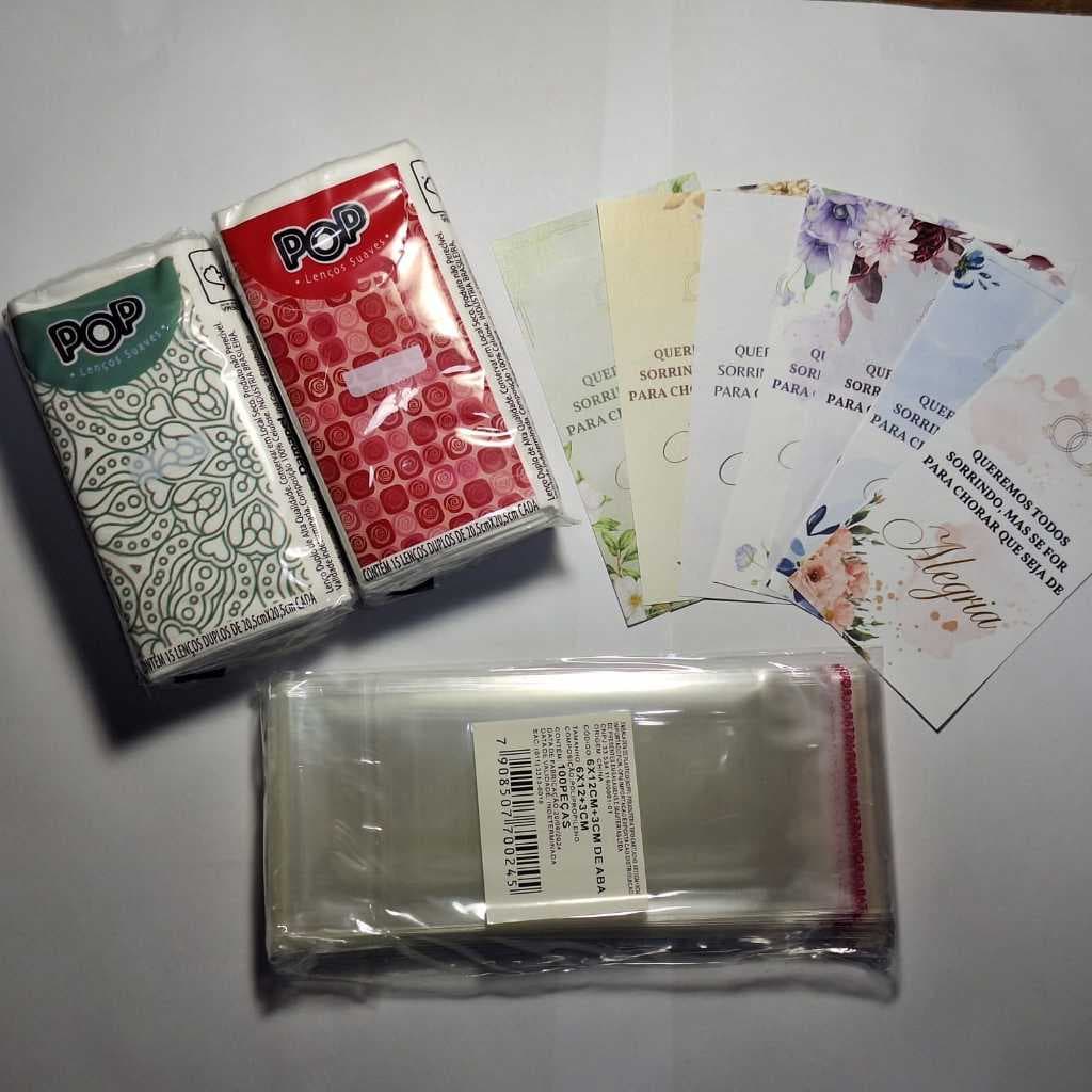 Kit Completo Lágrimas De Alegria Para Casamento (Saquinhos + Lenços + Tag ) Escolha Quantidade
