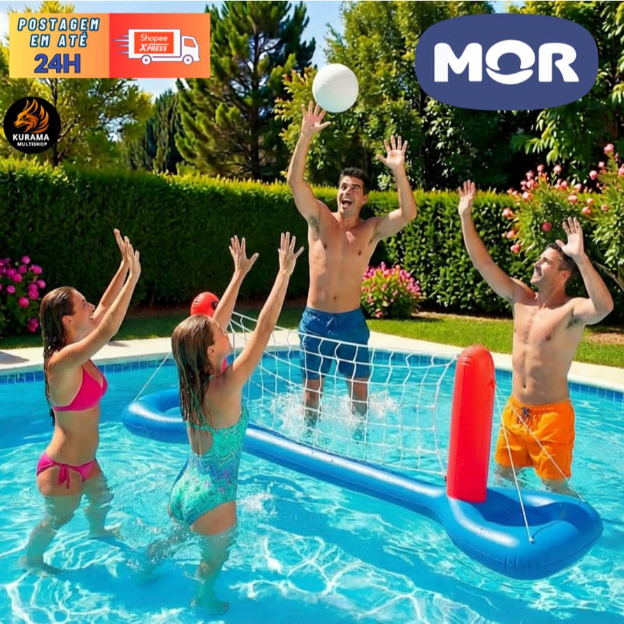 Vôlei Inflável Praia Piscina Play Center MOR Kit com Bola e Rede