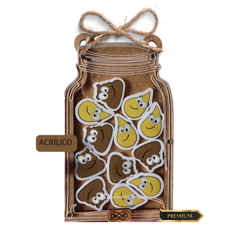 Pote Cocô e Xixi – Incentivo e recompensa positiva em acrílico e MDF - Desfralde lúdico e divertido xixi e cocô