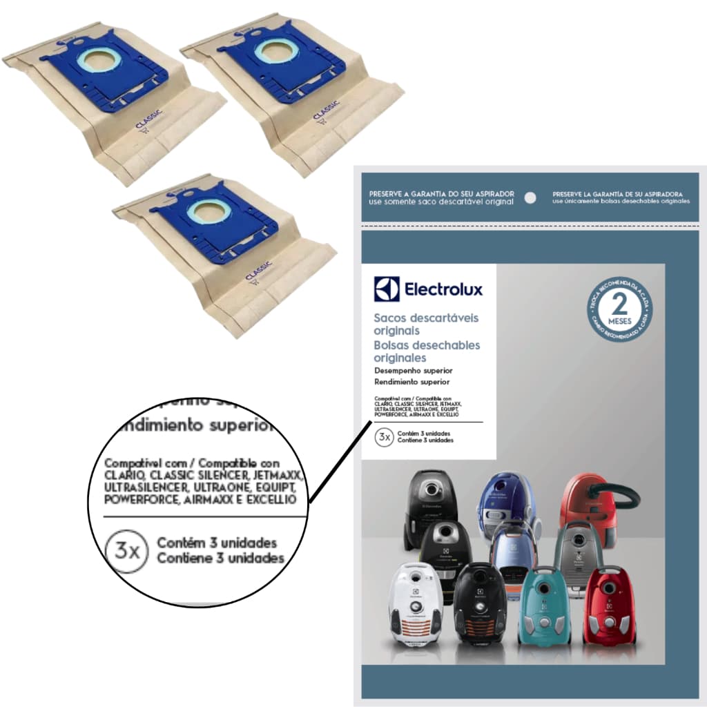 Saco Aspirador Pó Clario Classic Silencer Jetmaxx- Original ULTRASILENCER ULTRAONE EQUIPT POWERFORCE