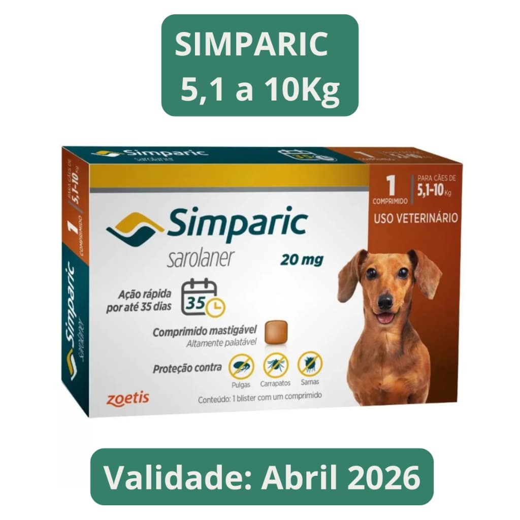 Simparic 5,1 a 10kg - 1 comprimido
