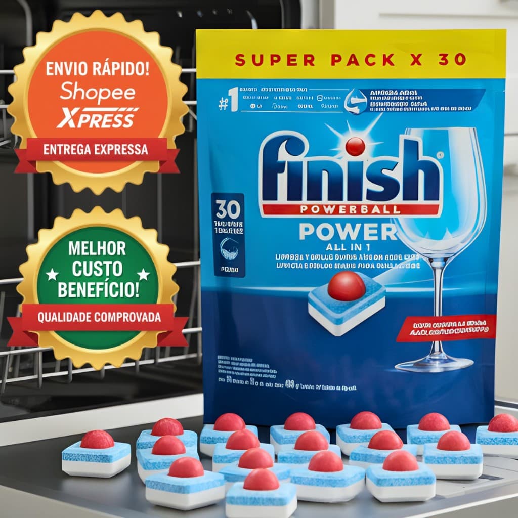Finish Powerball com 30 Tabletes Finish Detergente para Lava Louças