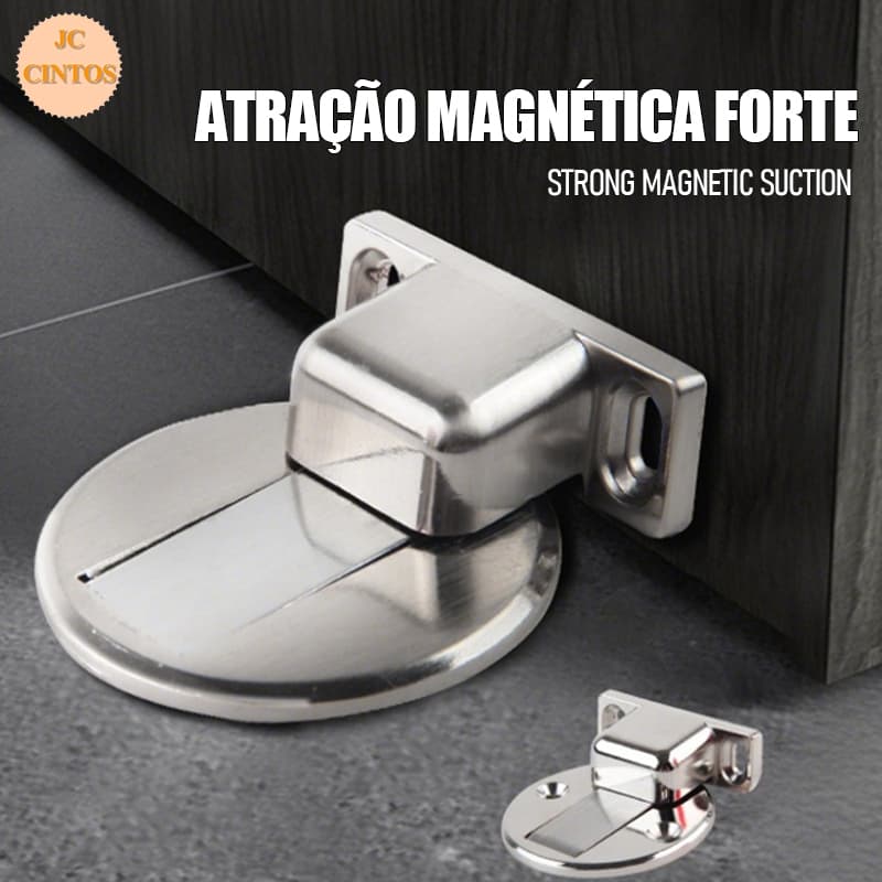 Kit 1/2/3 Trava Prendedor de Porta Magnético Adesivo Slim Inox Cromado