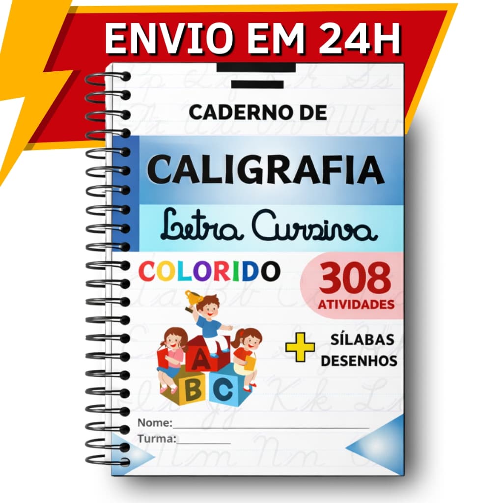 Caderno De Caligrafia Infantil Livro de Atividades Letra Cursiva