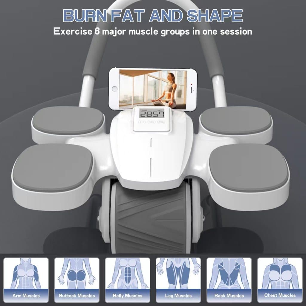 Roda Abdominal Profissional - Suporte Duplo Aprimorado para 4 Cotovelos, Maior Estabilidade e Alívio Articular