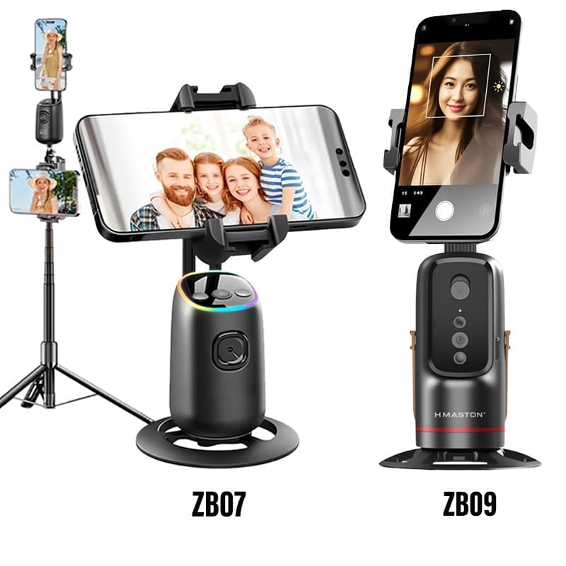 Gimbal Tripé suporte celular com rastreamento facial automático,rotação de 360° para filmagens, rastreamento por IA.