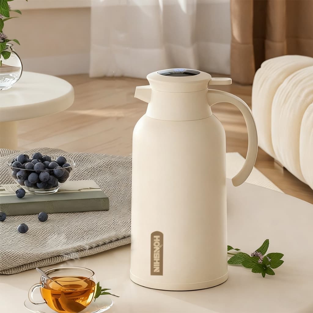 Garrafa Térmica 1L com Termômetro LED e Gatilho | Design Moderno para Café e Chá