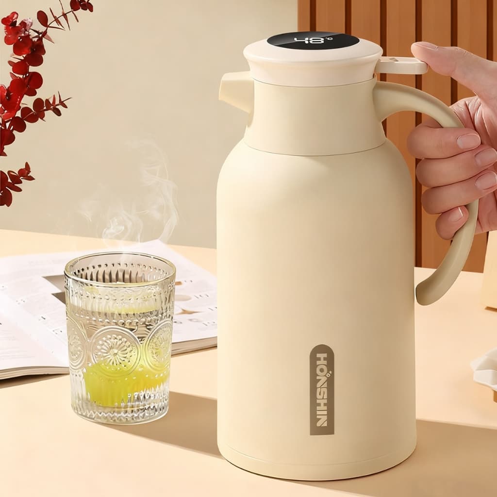 Garrafa Térmica Inteligente 1L com Display Digital de Temperatura，Controle Exato e Isolamento a Vácuo para Bebidas