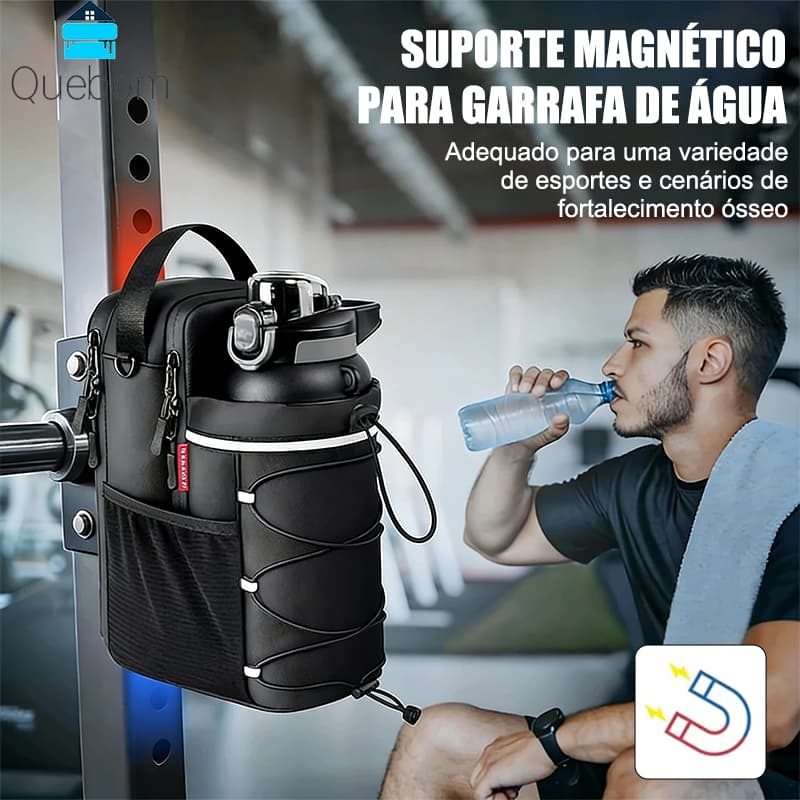 Bolsa Magnética para Academia 64oz – Ímãs Super Fortes, Suporte 4kg, Crossbody Impermeável QUEBOM