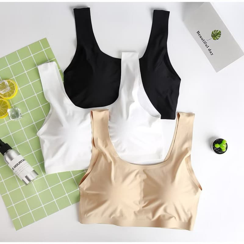 Kit 3 Top Sutiã Regata Ice Silk Sem Costura | Frescor, Elasticidade e Conforto