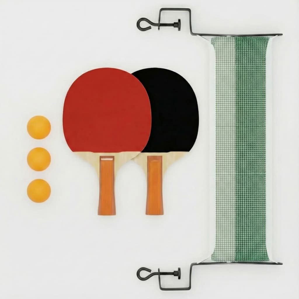 Kit Ping Pong Completo Tênis de Mesa 2 Raquetes + 3 Bolas + Rede e Suporte