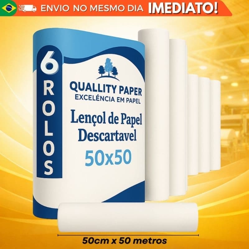 Lençol Descartavel Hospitalar rolo lencol 50x50 pacote com 6 rolos