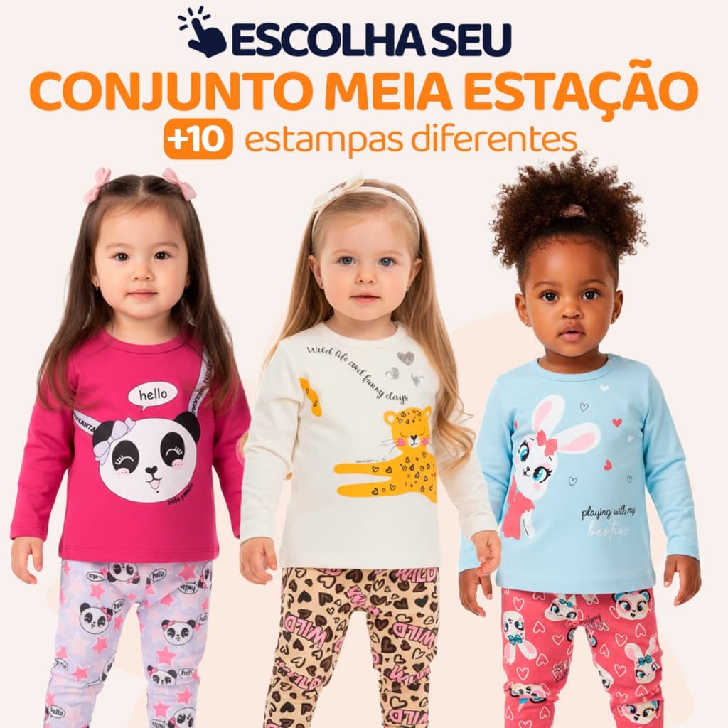 Conjunto Infantil Bebe Menina De Meia Estação Roupa De Bebê Menina Camiseta E Calça Legging Feminino Tamanho 1 ao 10 L08