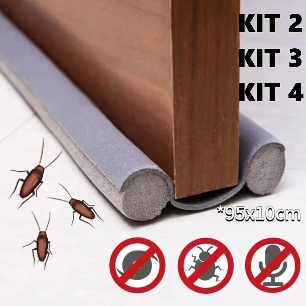 Kits Veda Protetor Porta Impermeável Anti Insetos Sujeira 90cm Ajustável Preto Cinza - Monte Seu KIT