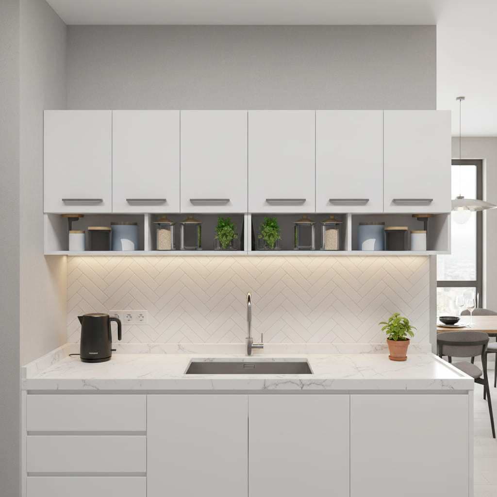 Kit Cozinha Modular Compacta 2 Armários Parede 3 Portas Móveis Bonatto