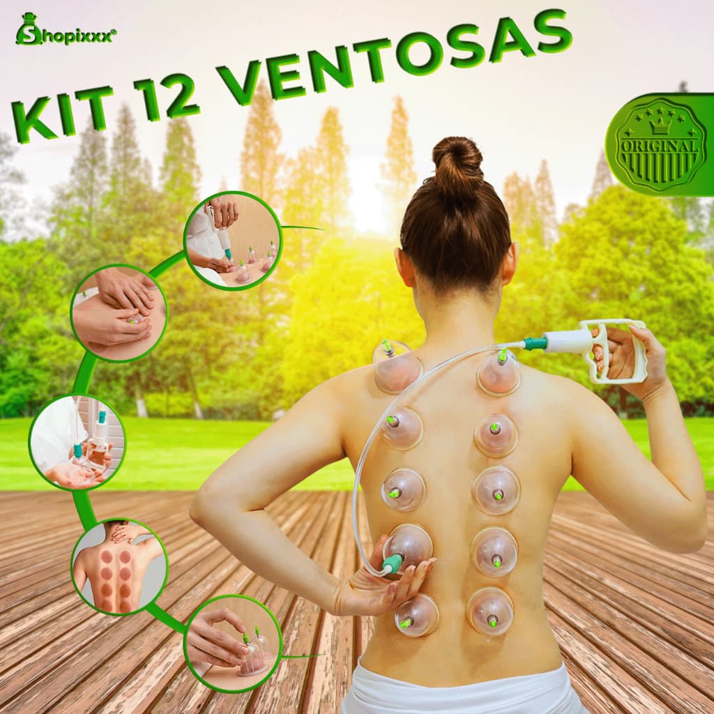 Kit 12 Ventosas Copo Massageador Conjunto Para Massagem De Sucção Ventosaterapia Acupuntura Massoterapia