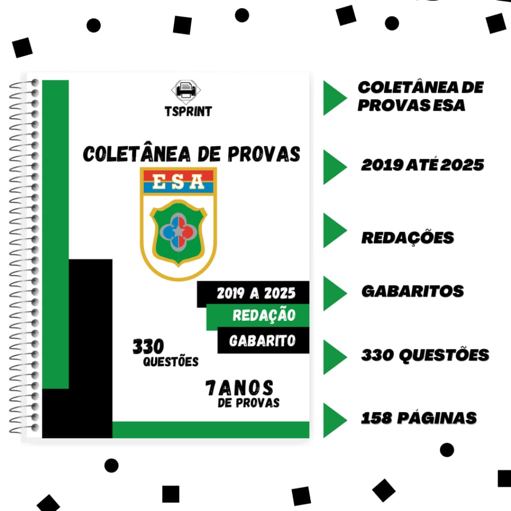 Apostila ESA 2026 com 07 ANOS de Provas + Gabaritos (Provas de 2019 a 2025)