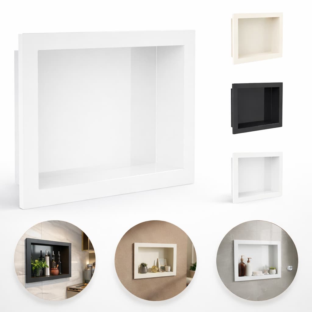 Nicho de Parede Para Banheiro Cozinha Embutir Sala Escritório Quarto Porta Shampoo Resistente Brilhoso 30x40cm