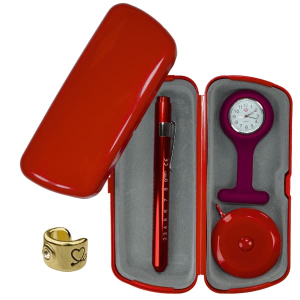 Relogio Lapela Estojo Lanterna Fita Metrica Saude Enfermagem Medicina Veterinária