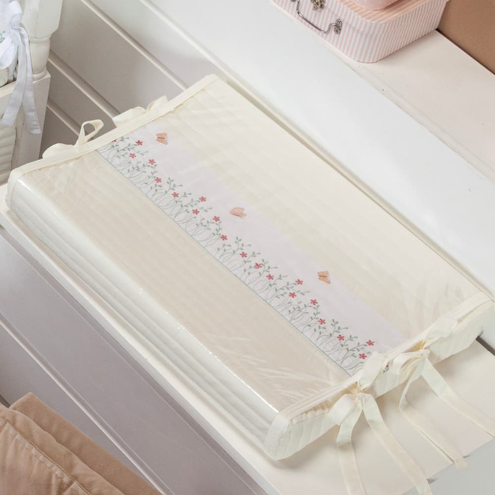 Trocador Anatômico De Cômoda Bebê Bordado Borboleta Menina