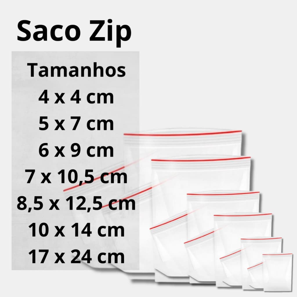 Saco Zip Hermético 100 ou 200 unidades Abre e Fecha - Saquinho Plástico