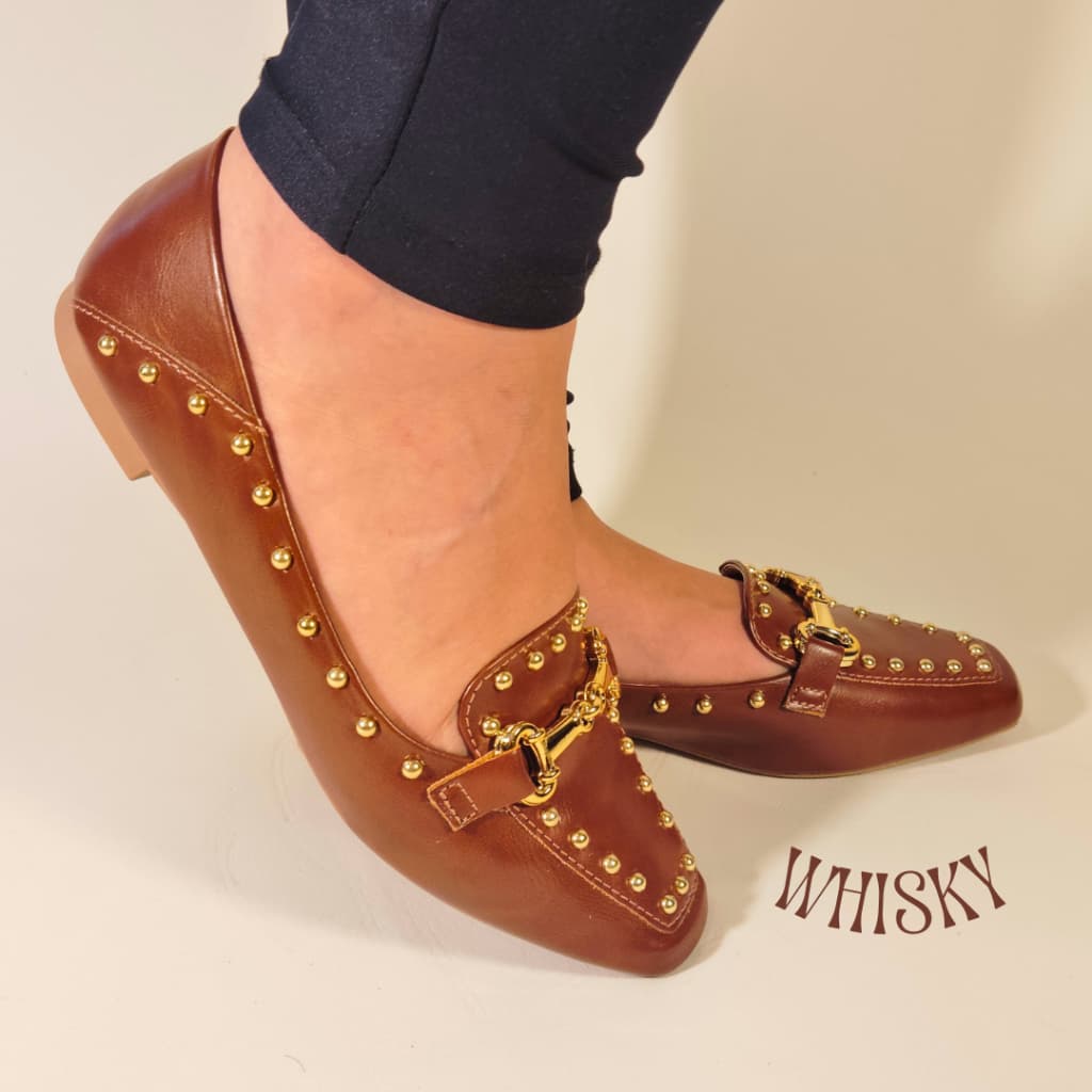 Mocassim Sapatilha Feminina Loafer Bridão + Cravos | Conforto Extra Casual Elegante Moda Evangelica