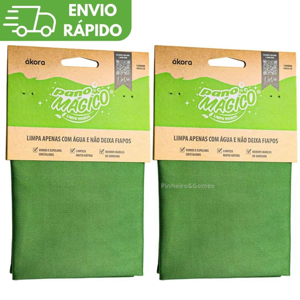 KIT Limpa Vidro Pano Mágico Ákora Original Poliéster e Poliamida Microfibra Limpeza