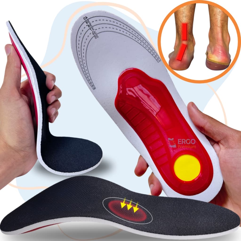 Palmilha Ortopédica com Suporte Arco Plantar para Joelho Valgo / Pé Plano / Pé chato